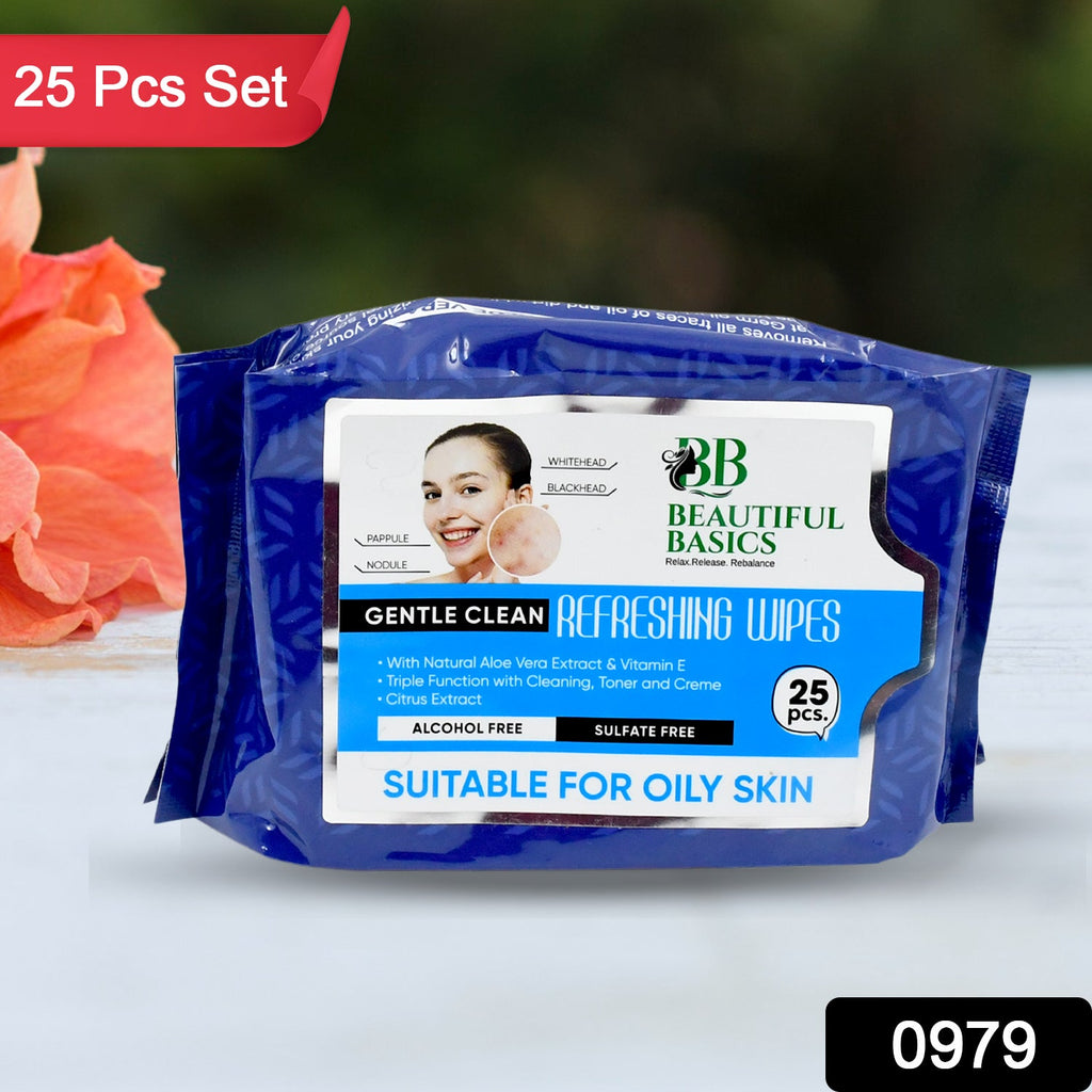 Refreshing Facial Cleansing Wet Wipes pack with fruit extract.