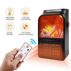 Compact electric room heater with clear digital temperature display on top.