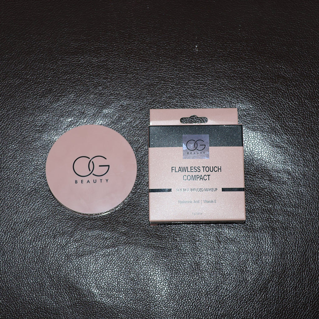 Packaging detail of OG Beauty Compact Powder in Brew shade
