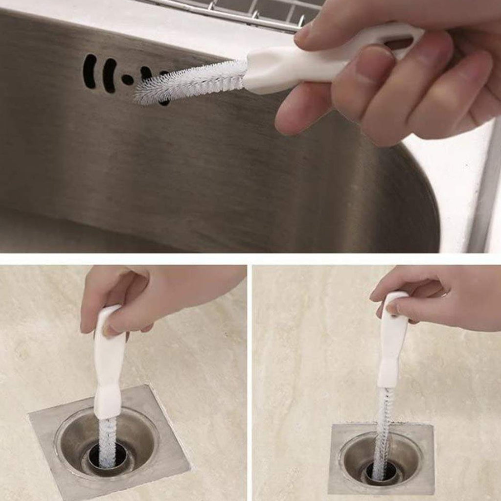 Reusable long reach drain cleaning tool with strong bristles for household use