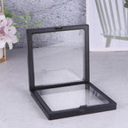 Side view of jewellery display frame showing clear floating effect