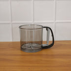 Kitchen baking gadget plastic flour sieve cup in use