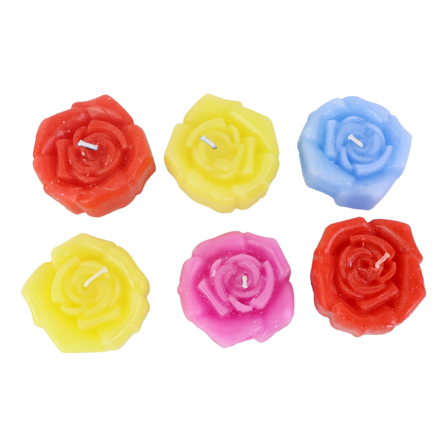 Decorative rose shaped wax candles perfect for festive celebrations and home ambiance