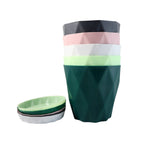 Combo of 5 plastic flower pots with diamond pattern and drain trays