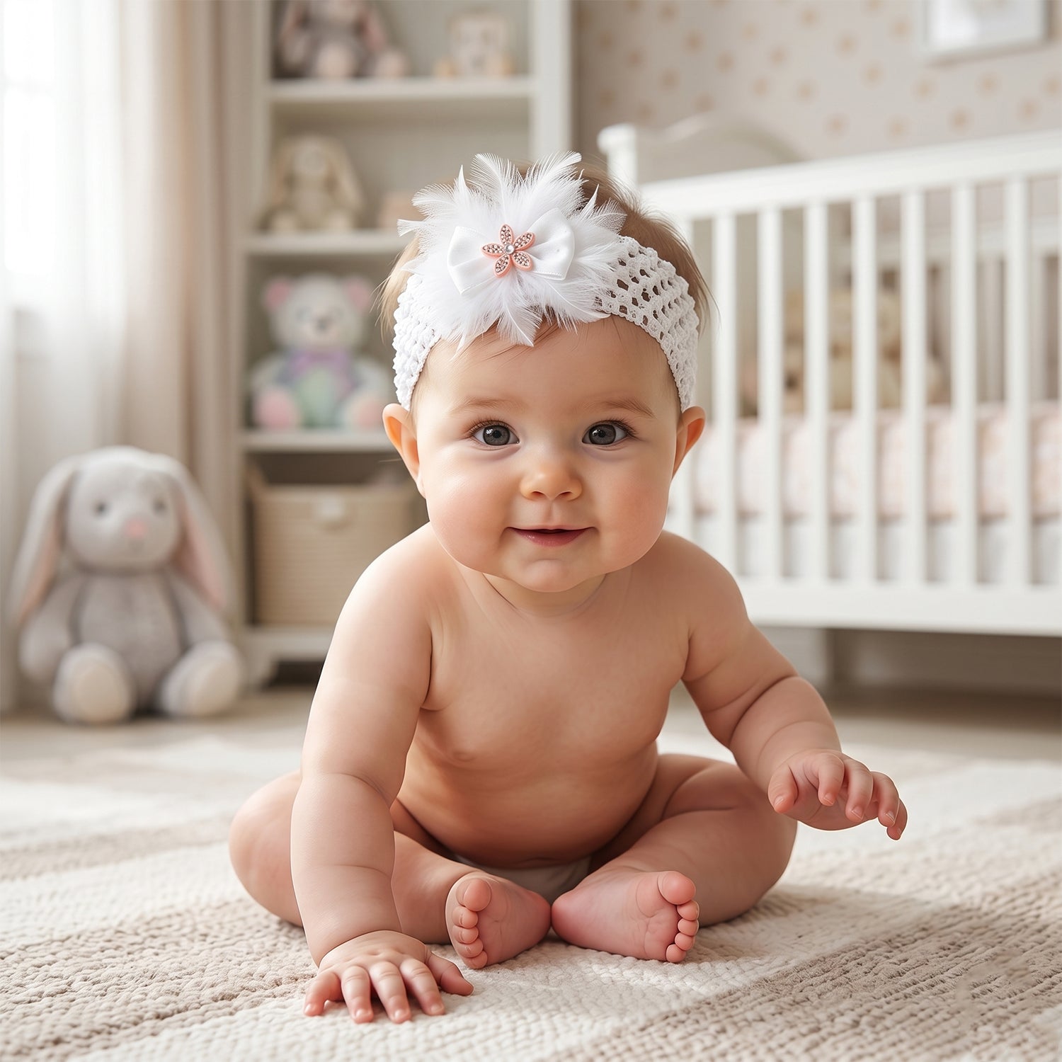 Flat lay of soft elastic floral headband showing detailed fabric and design