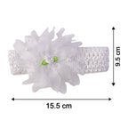 Close-up of floral headband for babies, comfortable elastic material