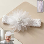 Cute floral baby headband with soft elastic band and stylish bow for infants