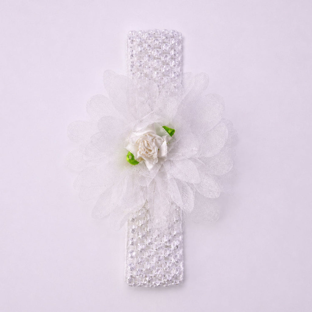 Baby girl floral headband with stretchable elastic band for a snug fit