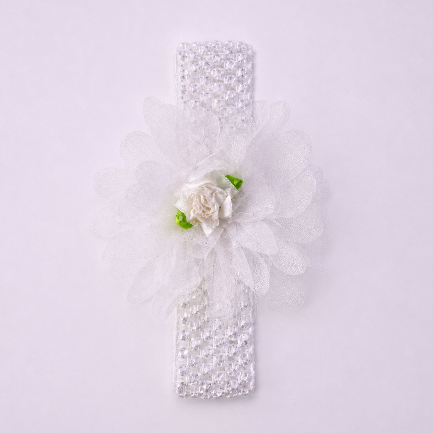 Baby girl floral headband with stretchable elastic band for a snug fit