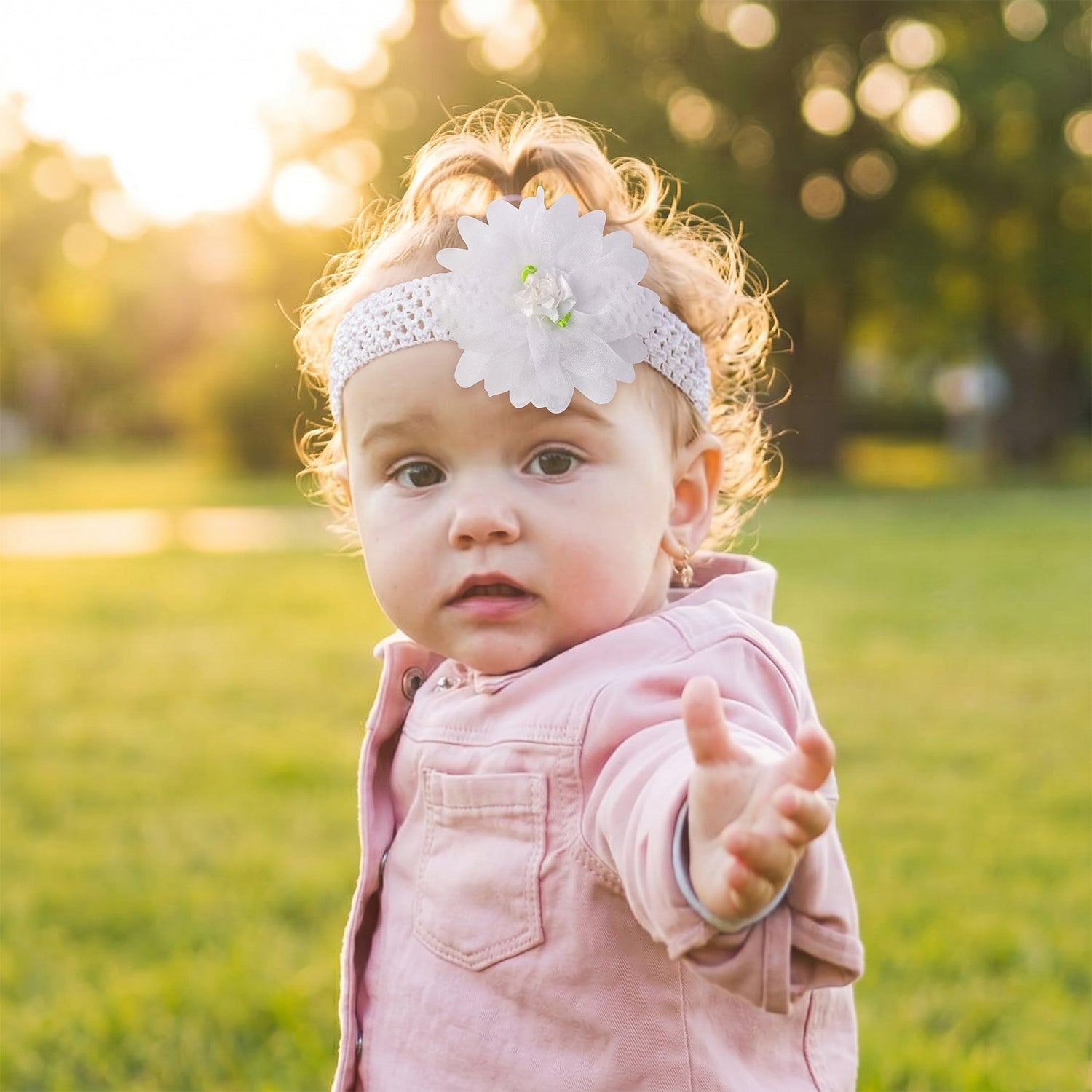 Elegant floral headband for newborns and toddlers, lightweight and stretchable