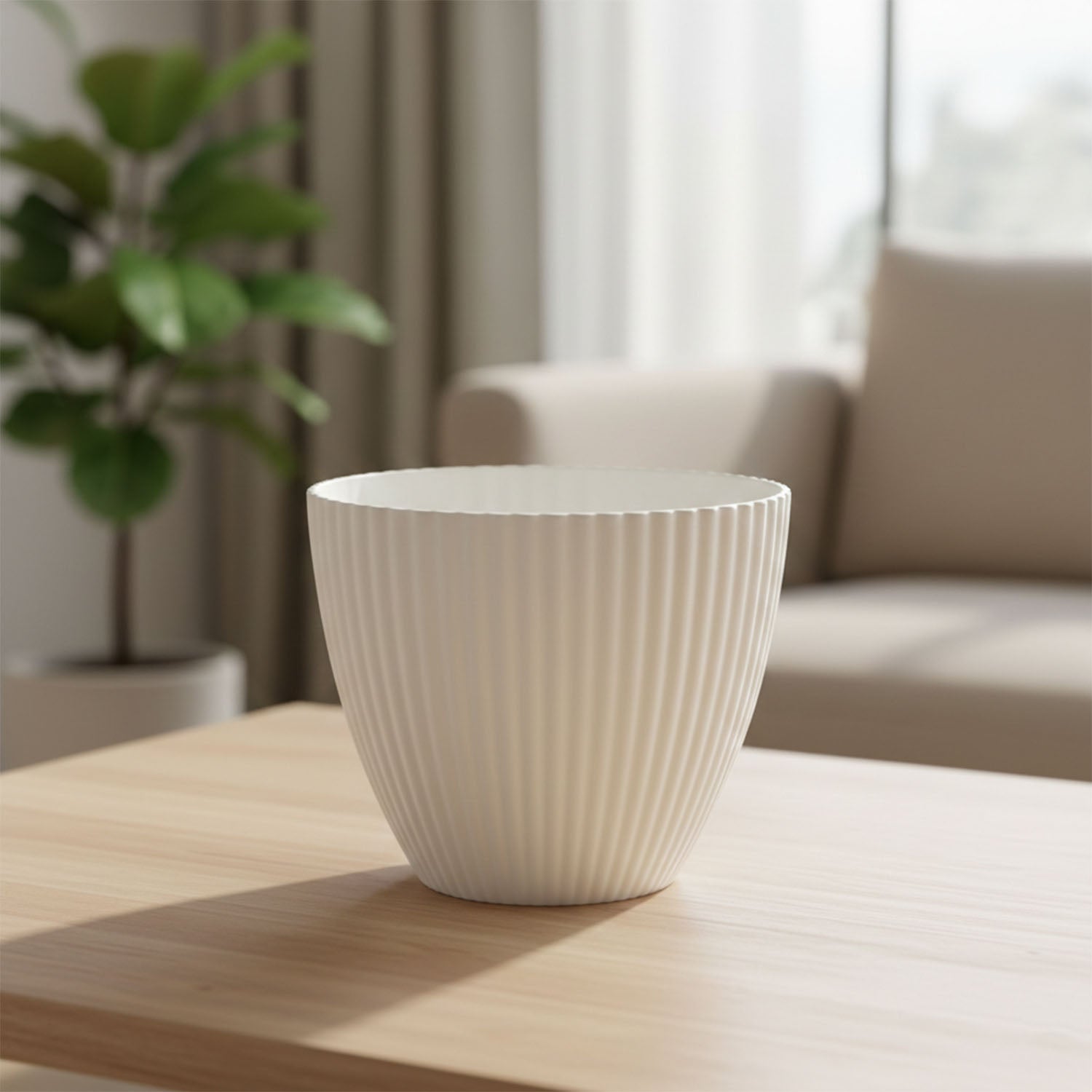 Glossy white decorative flower pot ideal for indoor plants
