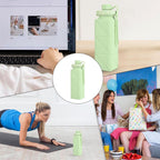 Foldable water bottle fully opened showing collapsible design