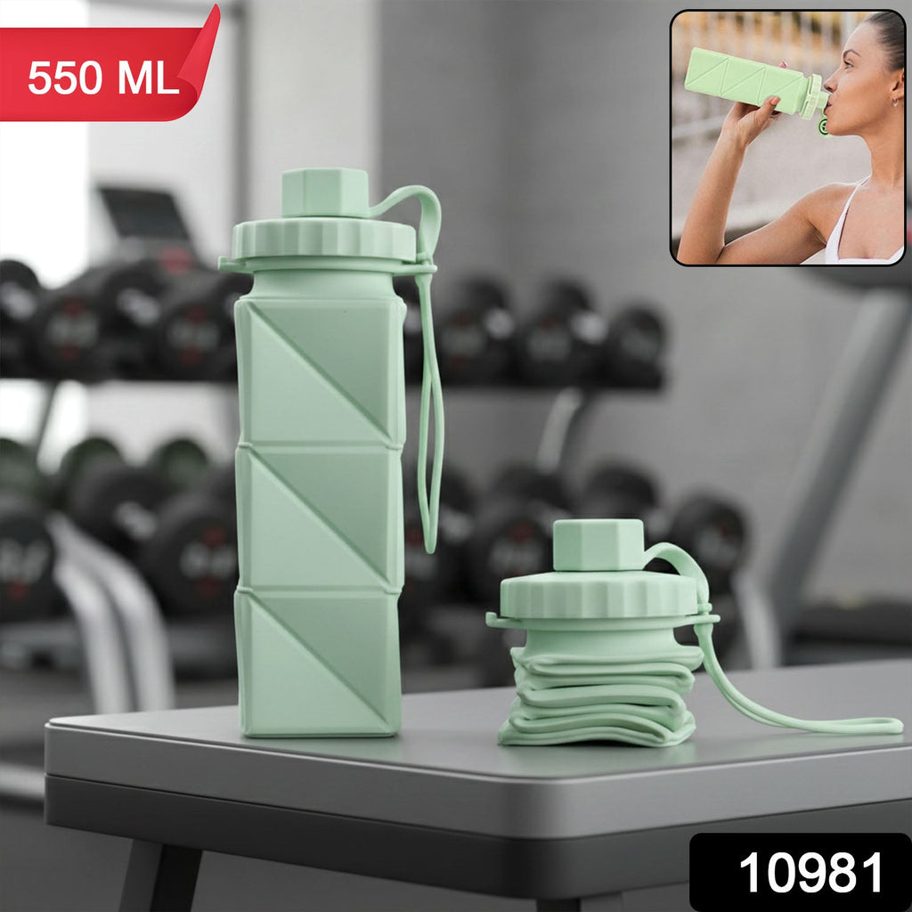 Foldable water bottle with carry strap and leakproof cap