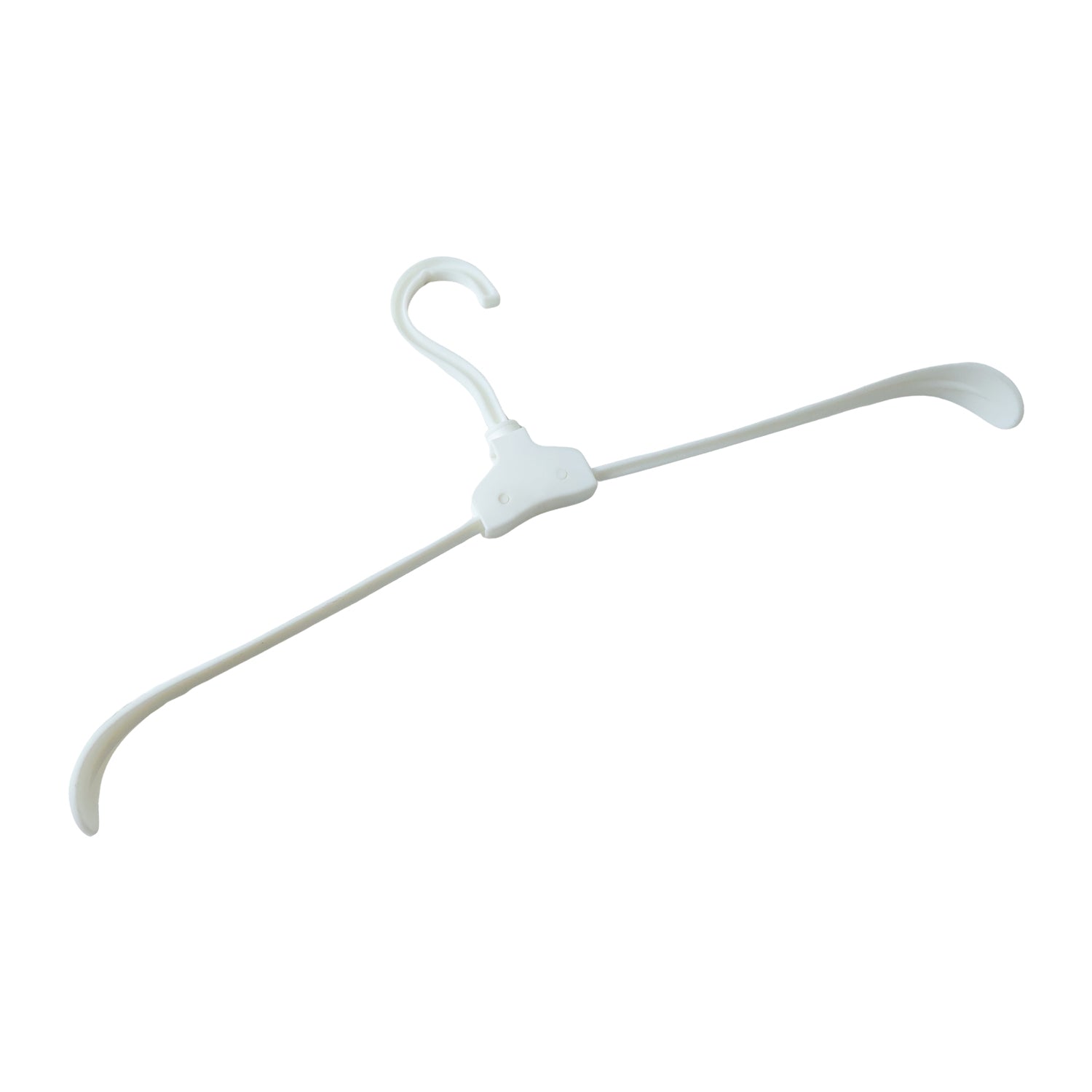 Travel folding plastic hanger in use for clothing convenience