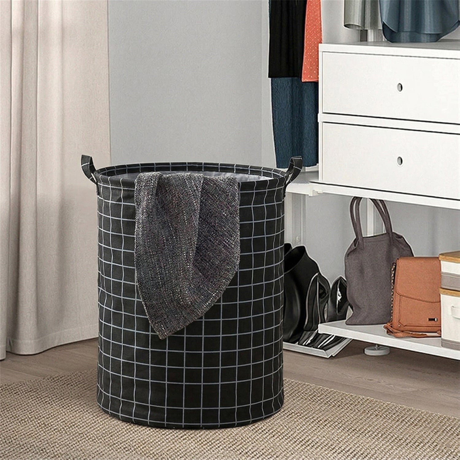 Large capacity cloth storage bin for laundry or household items