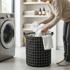 Durable fabric laundry hamper for easy carrying