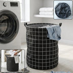 Foldable laundry basket with handles in modern home decor