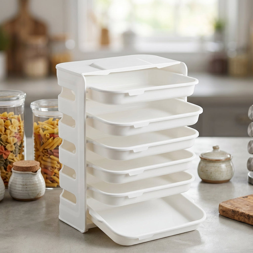 6-layer plastic stackable kitchen rack for organizing fruits and vegetables