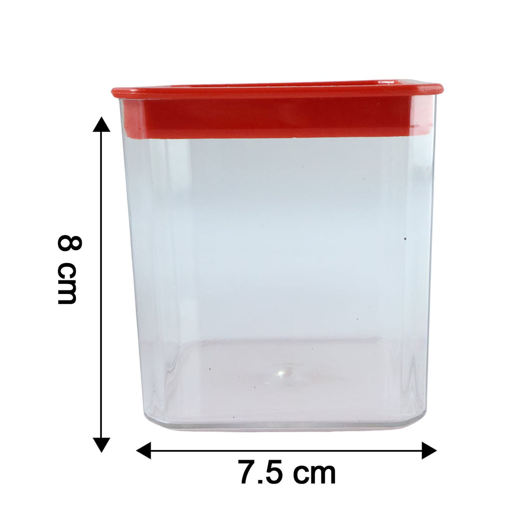 Dimensions of the airtight food storage containers shown for size reference