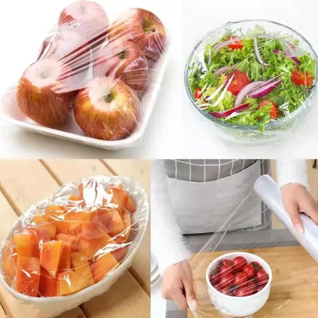 Food wrapping plastic sheet roll in kitchen use