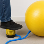Side view of the portable foot air pump's robust design.