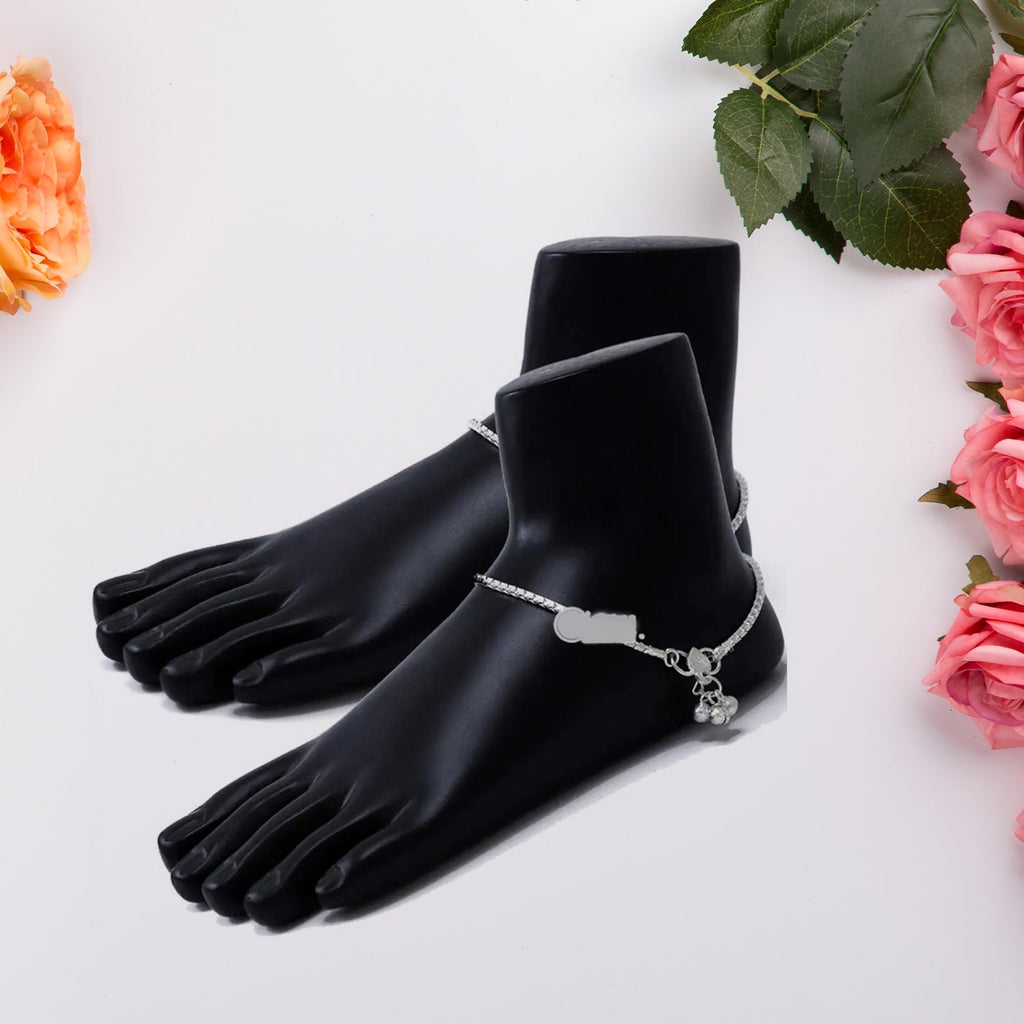 Front view of premium black foot mannequin display stand pair showcasing jewellery