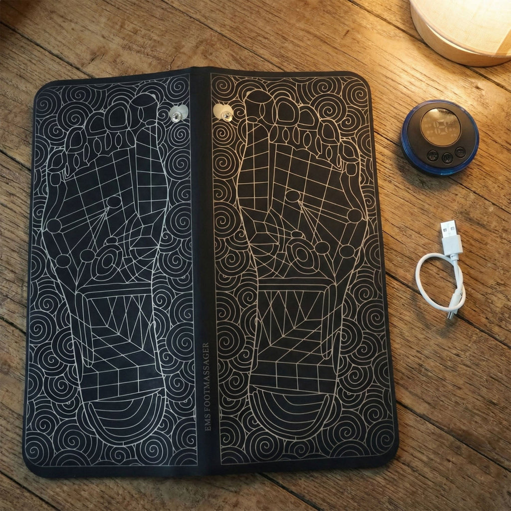 Close-up of Foot Massage Therapy Mat electrode zone design for targeted stimulation