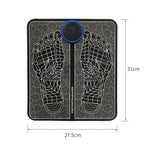 Dimensions illustration of EMS Foot Massage Therapy Mat showing length and width