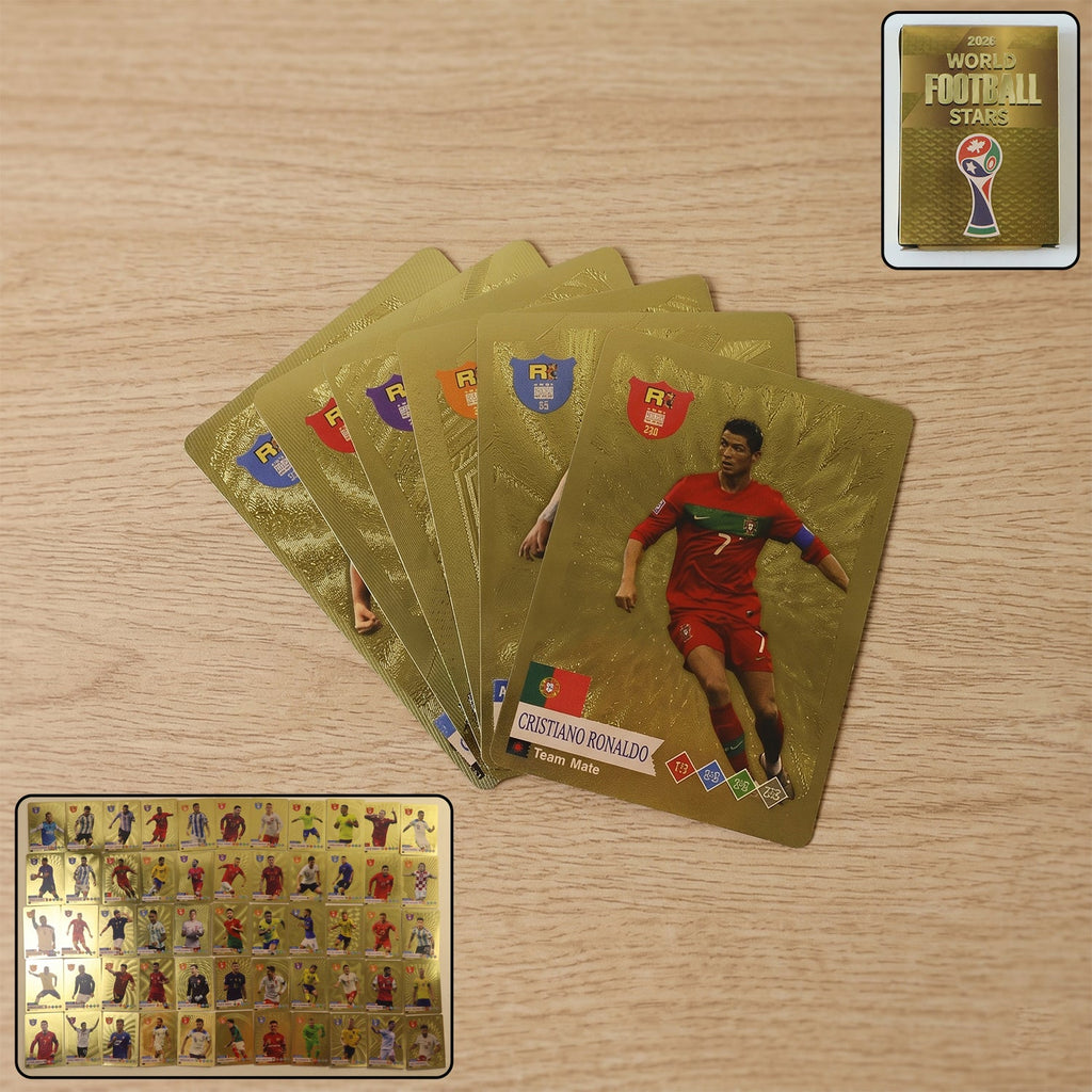 High-quality football trading cards with gold finish