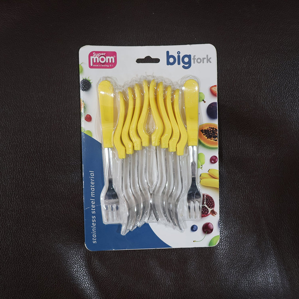 Stainless steel big fork for dining and serving with durable handle