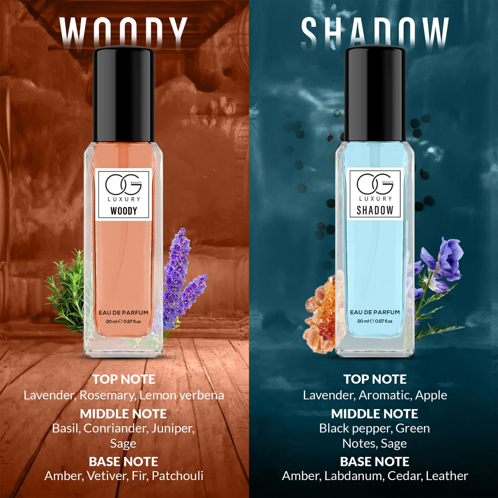 Focus on 'Smokey' scent bottle from OG Beauty luxury perfume set