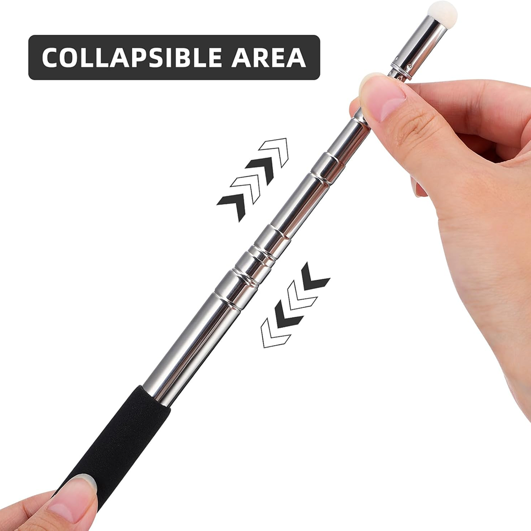 User demonstrating the grip and multi-functionality of the self-defense stick.