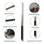 Size reference of the collapsible self-defense stick against a hand.