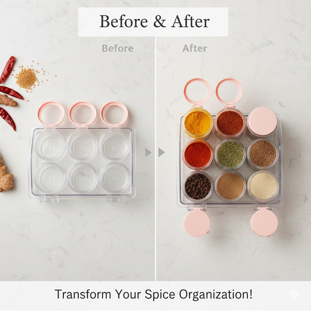 Diagram showcasing the airtight lid design for optimal spice freshness.