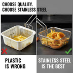 Long handle frying basket designed for safe cooking