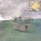 Stainless steel deep fryer basket with long handle for safe frying
