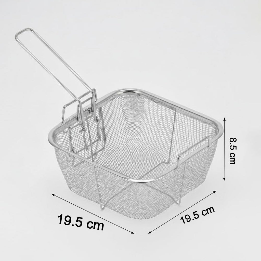 Frying basket holding crispy food snacks