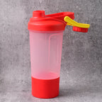 Close-up of gym shaker bottle with mixing ball for lump-free shakes