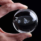 Decorative astronomy crystal ball lamp displayed on a modern desk.
