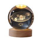 Side profile of the unique 3D crystal ball night light with its elegant base.