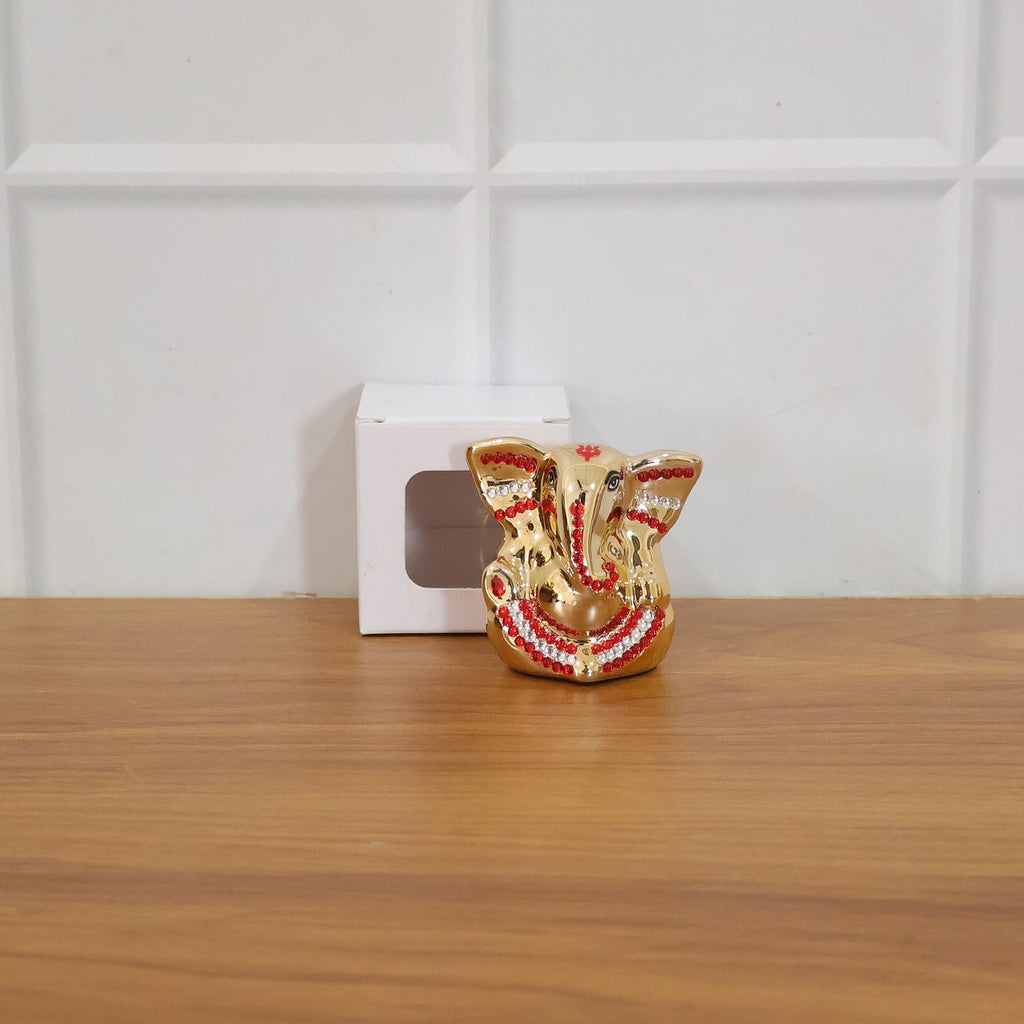 Festival gift Ganesha murti with golden decorative appearance