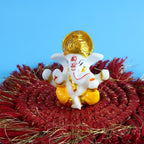 Lord Ganesha idol for home temple with golden ornamental crown