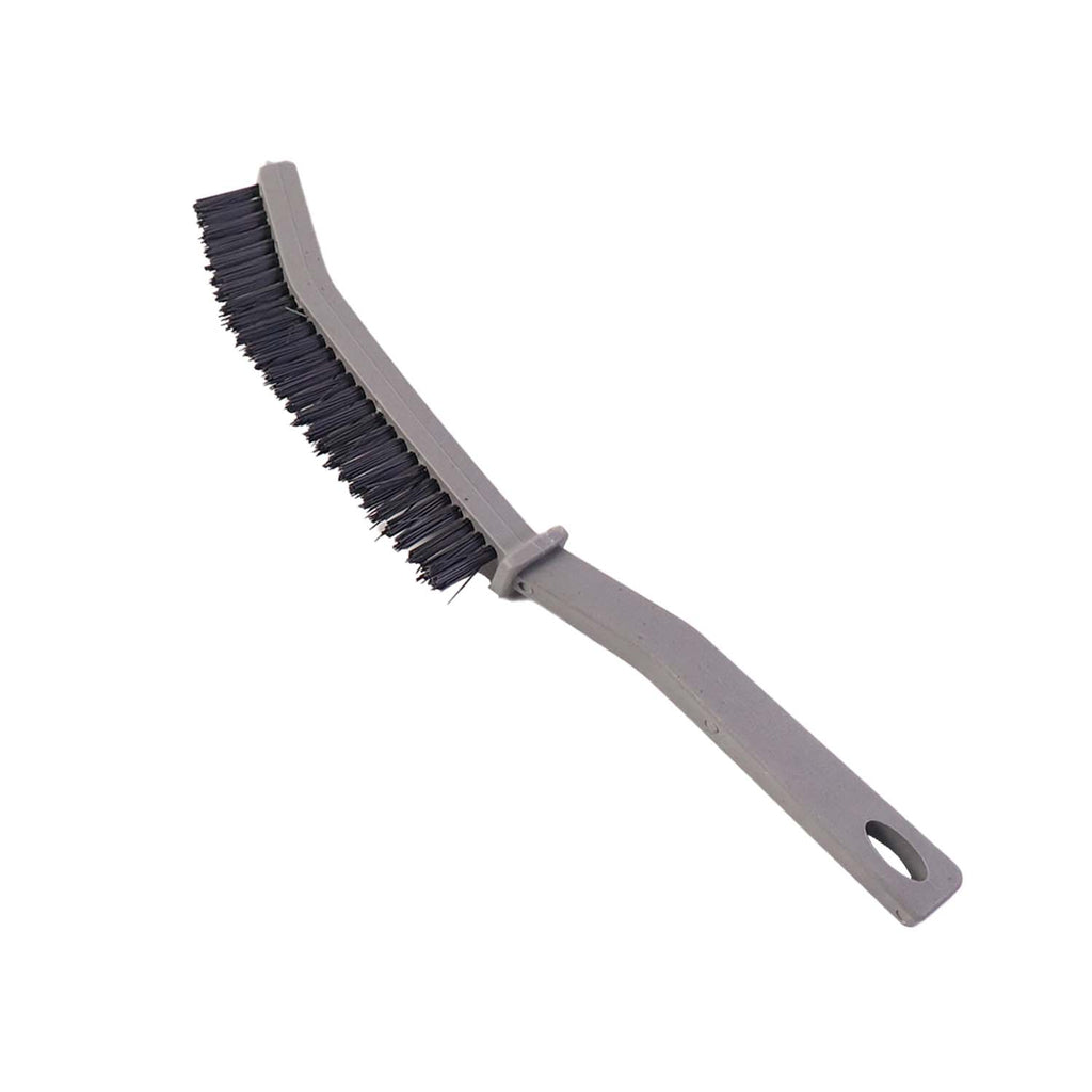 Multipurpose corner scrub brush with durable plastic handle suitable for bathrooms