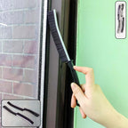 Two-piece corner cleaning brush set with long handles and stiff bristles