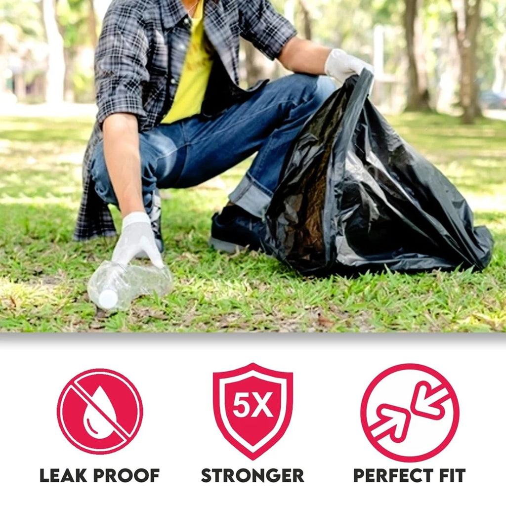Multipurpose black trash bags, perfect for various types of wet and dry waste.