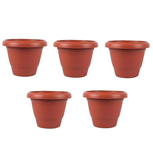 Sturdy brown planter pot with thick walls for robust plants.