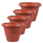 Heavy Plastic Planter Pot in brown, ideal for garden plants.