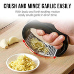 Manual garlic crusher set with heavy-duty ergonomic press
