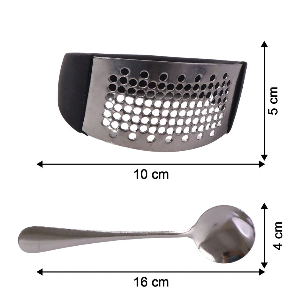 Size detail image of garlic press showing 23 cm length