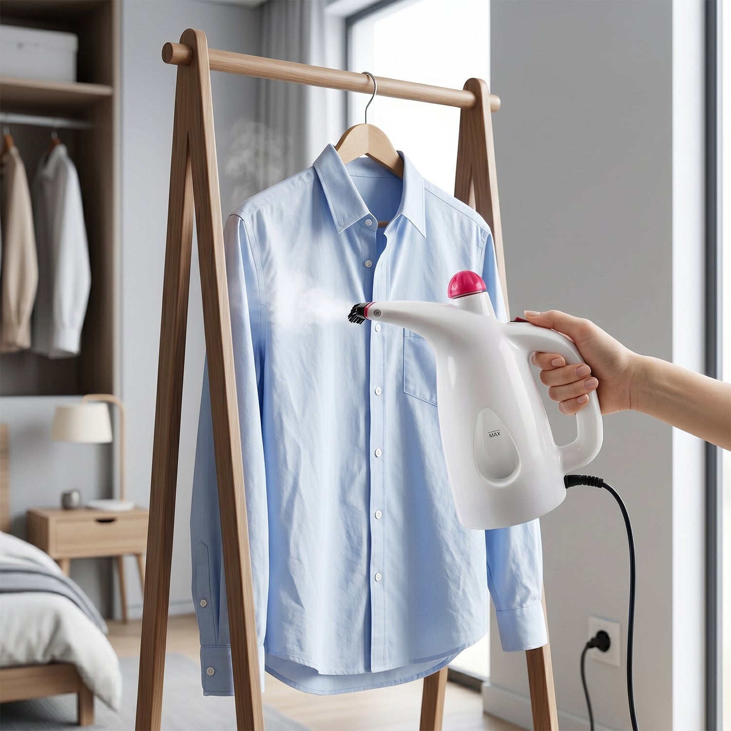 Portable garment steamer compact handheld for home and travel use